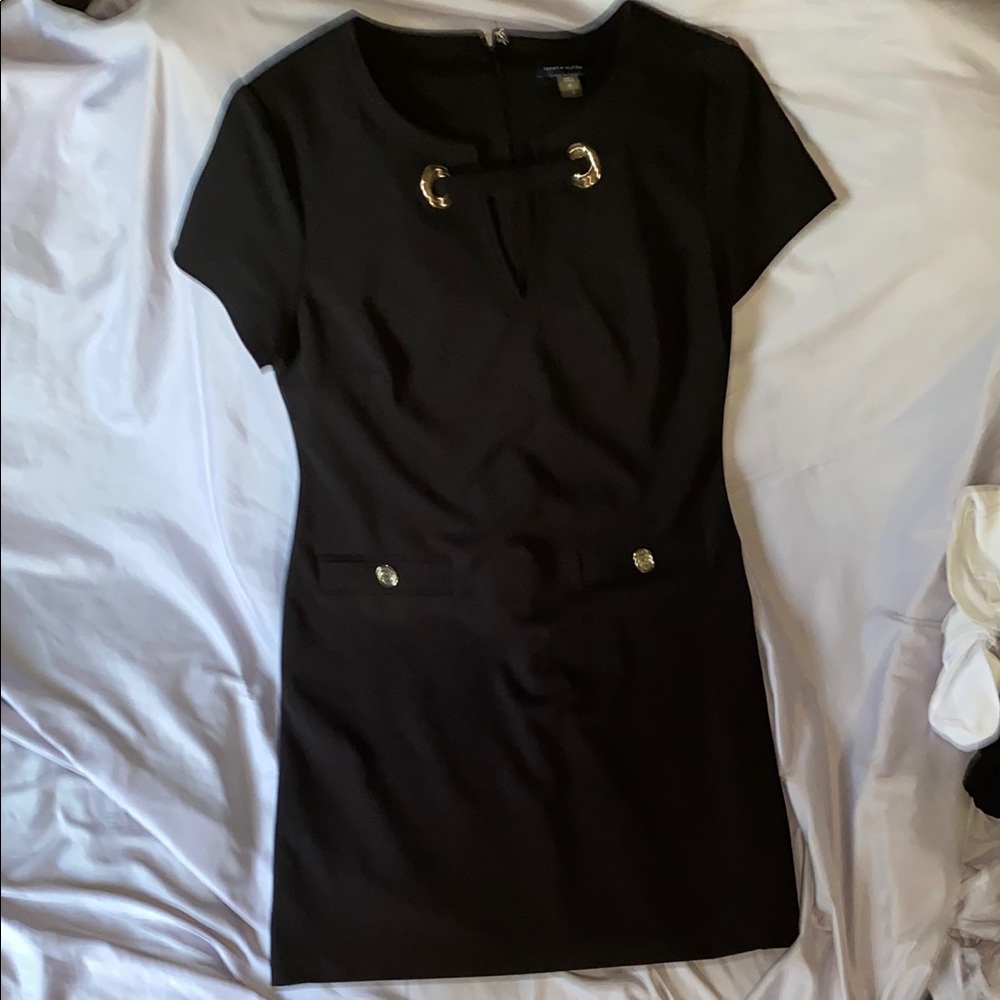 Tommy Hilfiger Black Sheath Mini Dress Crew Neck Short Sleeve